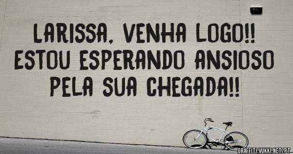 Larissa, venha logo!! Estou esperando ansioso pela sua chegada!!