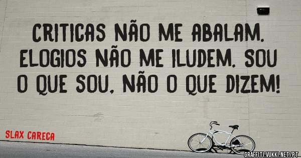 Criticas não me abalam. Elogios não me iludem. Sou o que sou, não o que dizem!