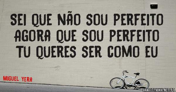 Sei que não sou perfeito
Agora que sou perfeito
Tu queres ser como eu