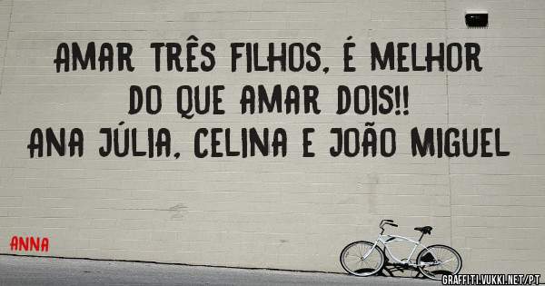 Amar três filhos, é melhor do que amar dois!!
Ana Júlia, Celina e João Miguel