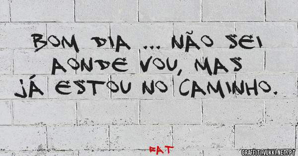 Bom dia ... Não sei aonde vou, mas já estou no caminho.