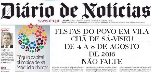 FESTAS DO POVO EM VILA CHÃ DE SÁ-VISEU
           DE 4 A 8 DE AGOSTO DE 2016
                           NÃO FALTE