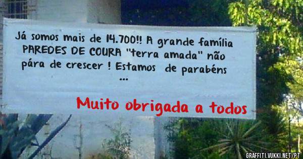 Já somos mais de 14.700!! A grande família PAREDES DE COURA ''terra amada'' não pára de crescer ! Estamos  de parabéns ...