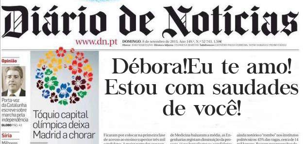 Débora!Eu te amo!
Estou com saudades de você!