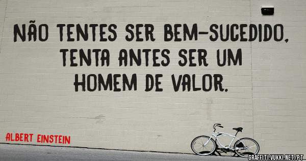Não tentes ser bem-sucedido, tenta antes ser um homem de valor.

