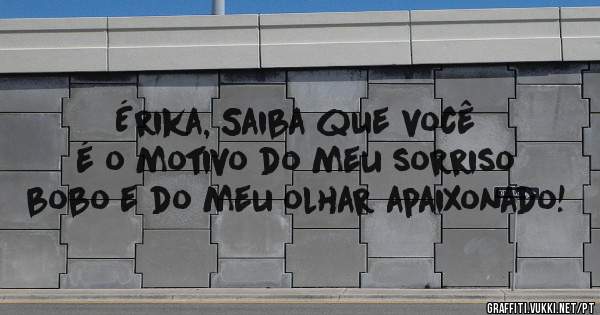 Érika, Saiba que você é o motivo do meu sorriso bobo e do meu olhar apaixonado!