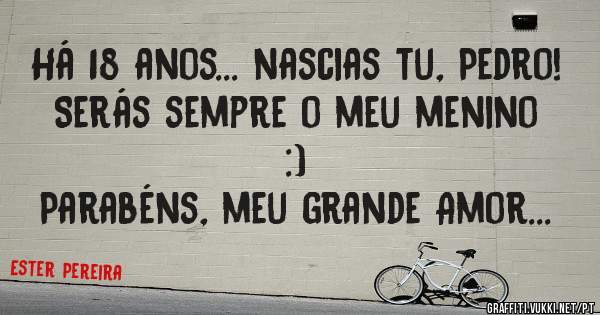 Há 18 anos... nascias tu, Pedro!
Serás sempre o meu menino :)

Parabéns, meu grande Amor...