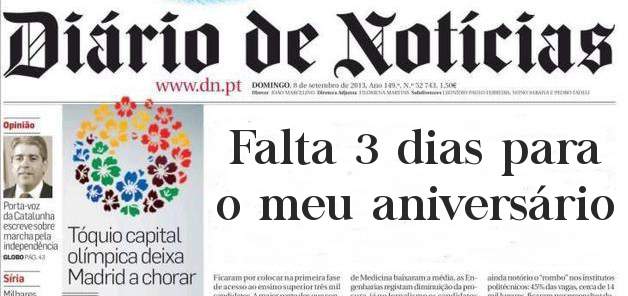 Falta 3 dias para o meu aniversário