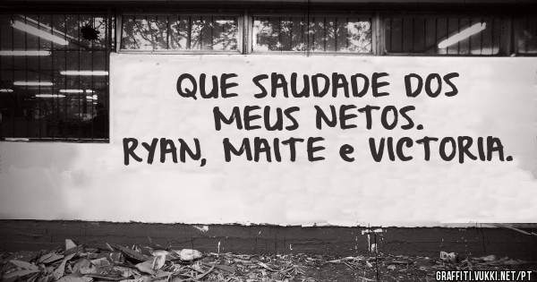 QUE SAUDADE DOS MEUS NETOS.
RYAN, MAITE e VICTORIA.