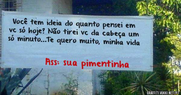 Você tem ideia do quanto pensei em vc só hoje? Não tirei vc da cabeça um só minuto...Te quero muito, minha vida