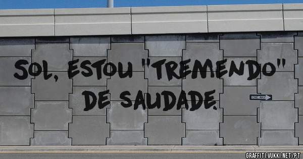 Sol, estou ''tremendo'' de saudade.