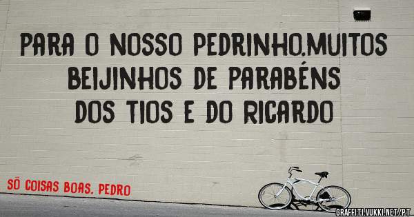 para o nosso Pedrinho.muitos beijinhos de parabéns dos tios e do Ricardo