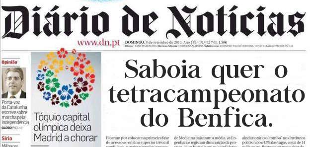 Saboia quer o tetracampeonato do Benfica.