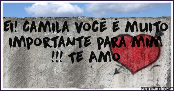 Ei! Camila você é muito importante para mim !!! Te Amo