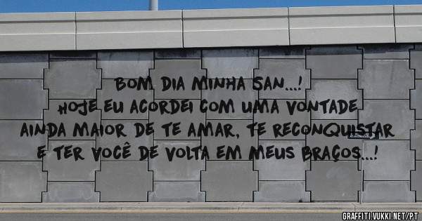 Bom dia minha San...!

Hoje eu acordei com uma vontade ainda maior de te amar, te reconquistar e ter você de volta em meus braços...!