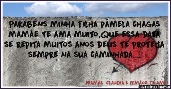 Parabéns minha filha pâmela chagas mamãe te ama muito,que essa data se repita muitos anos deus te proteja sempre na sua caminhada. ..