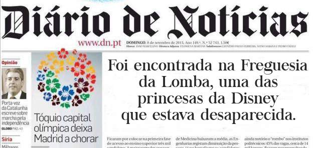 Foi encontrada na Freguesia da Lomba, uma das princesas da Disney que estava desaparecida. 
