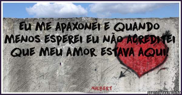 Eu me apaxonei e quando menos esperei eu não acreditei que meu amor estava aqui!