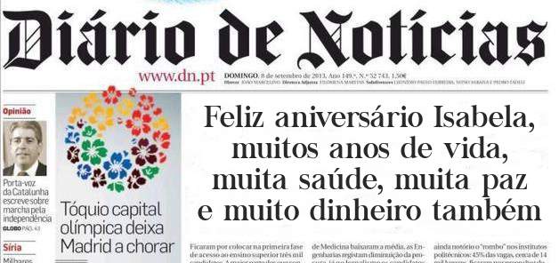 Feliz aniversário Isabela, muitos anos de vida, muita saúde, muita paz e muito dinheiro também