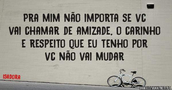 Pra mim não importa se vc vai chamar de amizade, o carinho e respeito que eu tenho por vc não vai mudar 