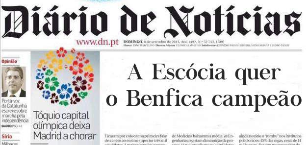 A Escócia quer o Benfica campeão