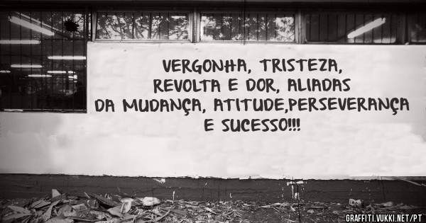 VERGONHA, TRISTEZA, REVOLTA E DOR, ALIADAS DA MUDANÇA, ATITUDE,PERSEVERANÇA E SUCESSO!!!
