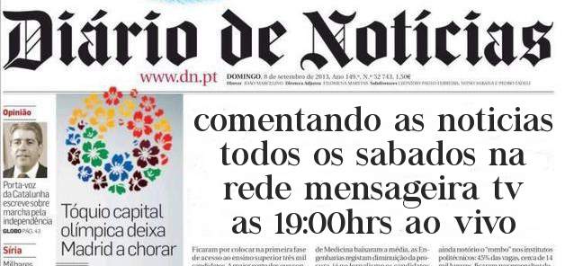 comentando as noticias todos os sabados na rede mensageira tv as 19:00hrs ao vivo