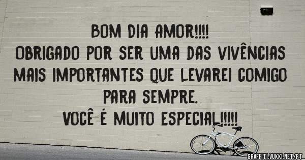 Bom Dia Amor!!!!
Obrigado por ser uma das vivências mais importantes que levarei comigo para sempre.
Você é muito Especial!!!!!