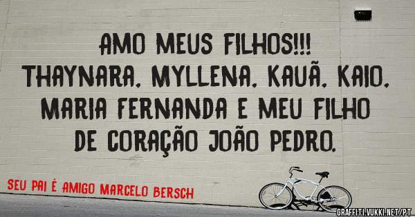 Amo meus filhos!!!
Thaynara, Myllena, Kauã, Kaio, Maria Fernanda e meu filho de coração João Pedro.