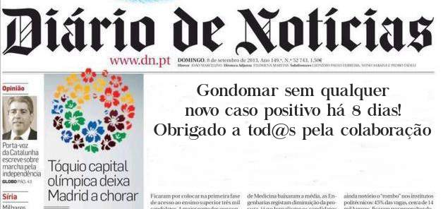 Gondomar sem qualquer novo caso positivo há 8 dias!
Obrigado a tod@s pela colaboração