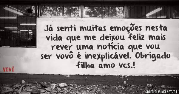 Já senti muitas emoções nesta vida que me deixou feliz mais rever uma notícia que vou ser vovô é inexplicável. Obrigado filha amo vcs.!