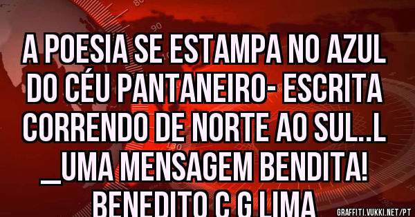 A Poesia se estampa no azul
Do céu pantaneiro- escrita
 Correndo de Norte ao Sul..l
_Uma mensagem bendita!
    Benedito C G Lima