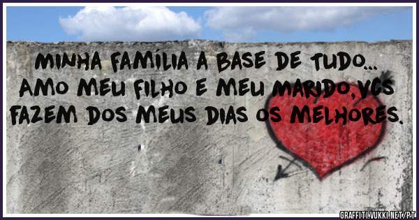 Minha Família a base de Tudo...
Amo meu Filho e meu Marido,vcs fazem dos meus dias os melhores.