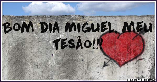 Bom dia Miguel, meu tesão!!! 