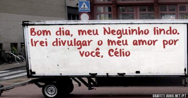 Bom dia, meu Neguinho lindo. Irei divulgar o meu amor por você, Célio
