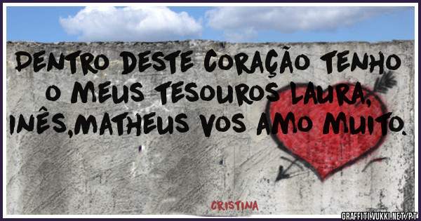 Dentro deste coração tenho o meus tesouros Laura, Inês,Matheus vos amo muito.