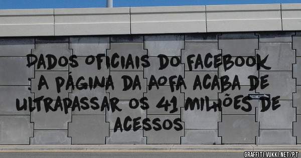 Dados Oficiais do Facebook : A página da AOFA acaba de ultrapassar os 41 MILHÕES de acessos