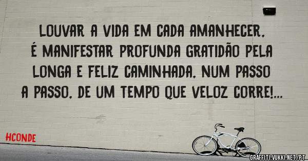 louvar a vida em cada amanhecer, é manifestar profunda gratidão pela longa e feliz caminhada, num passo a passo, de um tempo que veloz corre!...