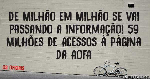 De Milhão em Milhão se vai passando a Informação! 59 MILHÕES de Acessos à Página da AOFA