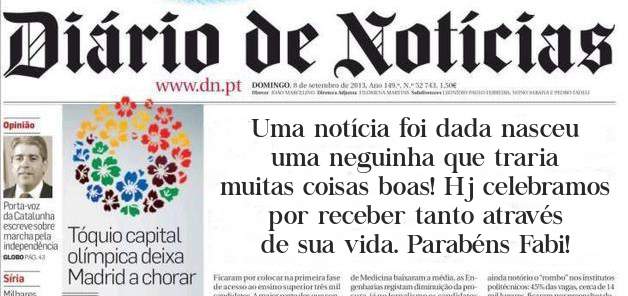 Uma notícia foi dada nasceu uma neguinha que traria muitas coisas boas! Hj celebramos por receber tanto através de sua vida. Parabéns Fabi!