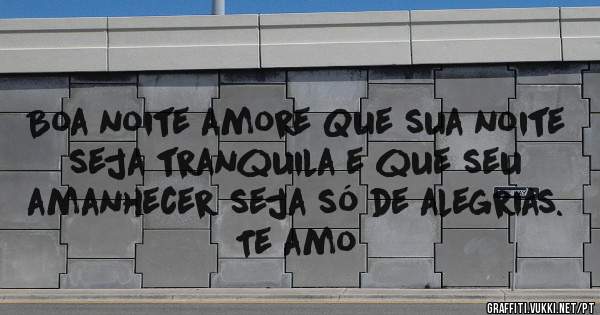 Boa noite amore Que sua noite seja tranquila e que seu amanhecer seja só de alegrias. 
Te amo