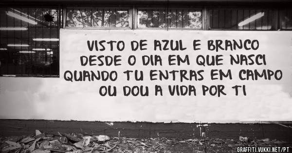 VISTO DE AZUL E BRANCO DESDE O DIA EM QUE NASCI QUANDO TU ENTRAS EM CAMPO OU DOU A VIDA POR TI 
