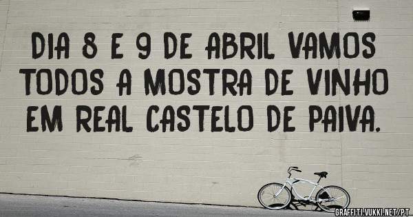 DIA 8 E 9 DE ABRIL VAMOS TODOS A MOSTRA DE VINHO EM REAL CASTELO DE PAIVA.