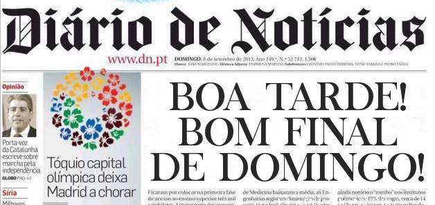 BOA TARDE! BOM FINAL DE DOMINGO!