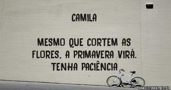 CAMILA
                                                                MESMO QUE CORTEM AS FLORES, A PRIMAVERA VIRÁ. 
TENHA PACIÊNCIA