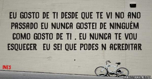 Eu gosto de ti desde que te vi no ano passado eu nunca gostei de ninguém como gosto de ti , eu nunca te vou esquecer  eu sei que podes n acreditar .