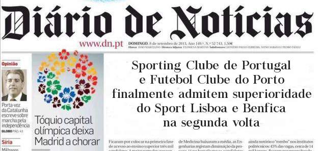 Sporting Clube de Portugal e Futebol Clube do Porto finalmente admitem superioridade do Sport Lisboa e Benfica na segunda volta
