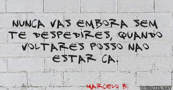 Nunca vas embora sem te despedires, quando voltares posso nao estar ca.