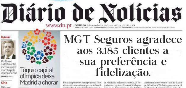 MGT Seguros agradece aos 3.185 clientes a sua preferência e fidelização.