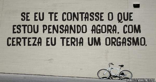SE EU TE CONTASSE O QUE ESTOU PENSANDO AGORA, COM CERTEZA EU TERIA UM ORGASMO.